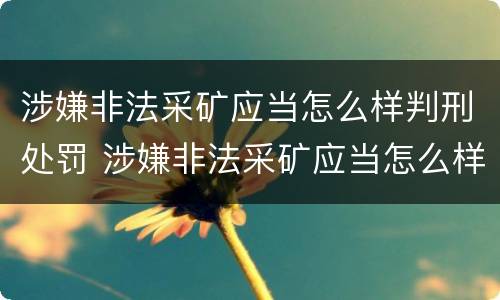涉嫌非法采矿应当怎么样判刑处罚 涉嫌非法采矿应当怎么样判刑处罚决定