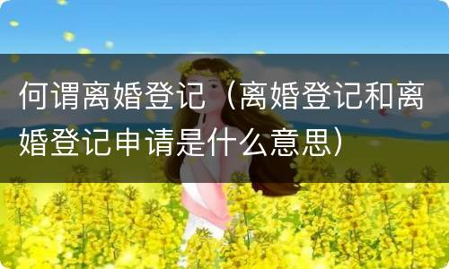 何谓离婚登记（离婚登记和离婚登记申请是什么意思）