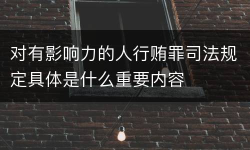 对有影响力的人行贿罪司法规定具体是什么重要内容