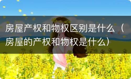 房屋产权和物权区别是什么（房屋的产权和物权是什么）