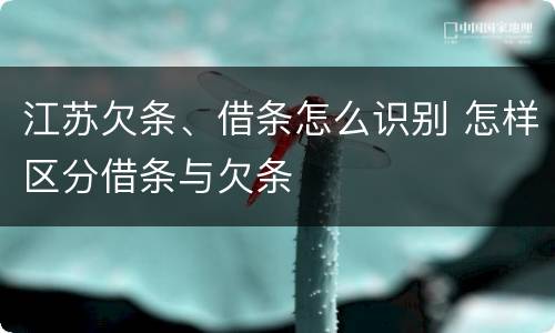 江苏欠条、借条怎么识别 怎样区分借条与欠条
