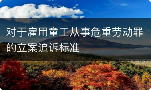 对于雇用童工从事危重劳动罪的立案追诉标准