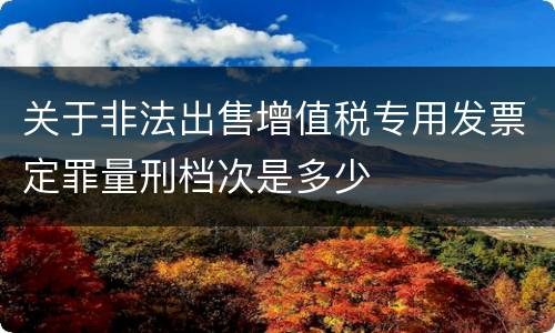 关于非法出售增值税专用发票定罪量刑档次是多少