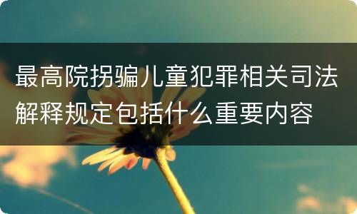 最高院拐骗儿童犯罪相关司法解释规定包括什么重要内容