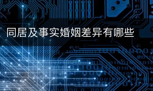 同居及事实婚姻差异有哪些