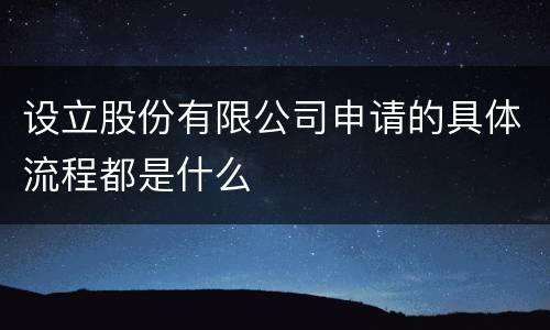 设立股份有限公司申请的具体流程都是什么