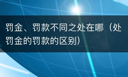 罚金、罚款不同之处在哪（处罚金的罚款的区别）