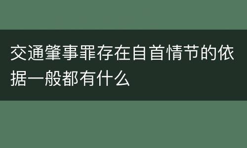 交通肇事罪存在自首情节的依据一般都有什么