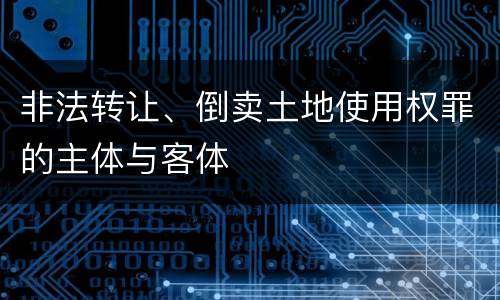 非法转让、倒卖土地使用权罪的主体与客体