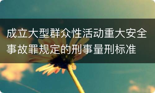 成立大型群众性活动重大安全事故罪规定的刑事量刑标准