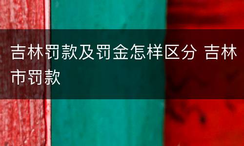 吉林罚款及罚金怎样区分 吉林市罚款
