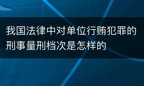 我国法律中对单位行贿犯罪的刑事量刑档次是怎样的