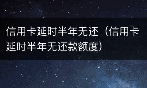 信用卡延时半年无还（信用卡延时半年无还款额度）