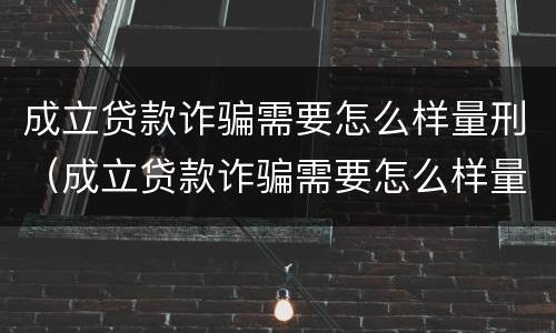 成立贷款诈骗需要怎么样量刑（成立贷款诈骗需要怎么样量刑呢）