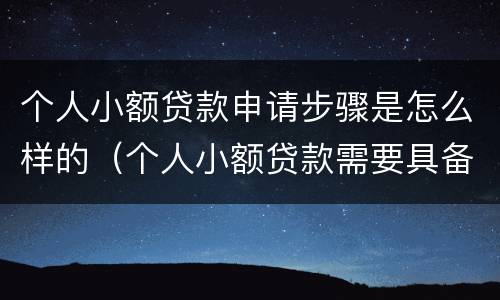 个人小额贷款申请步骤是怎么样的（个人小额贷款需要具备哪些条件）