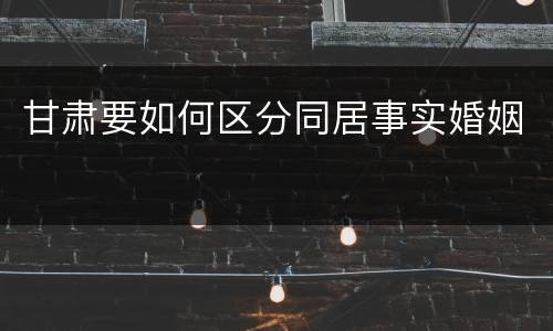 甘肃要如何区分同居事实婚姻