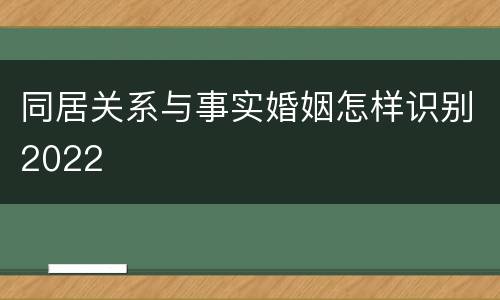 同居关系与事实婚姻怎样识别2022