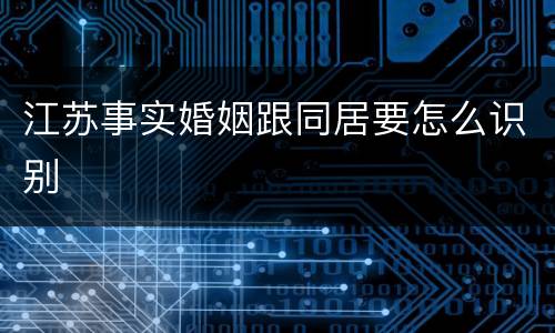 江苏事实婚姻跟同居要怎么识别