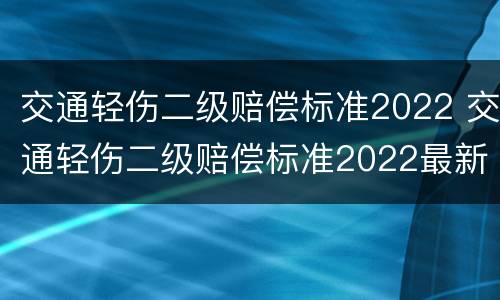 交通轻伤二级赔偿标准2022 交通轻伤二级赔偿标准2022最新
