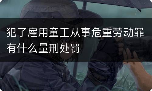 犯了雇用童工从事危重劳动罪有什么量刑处罚