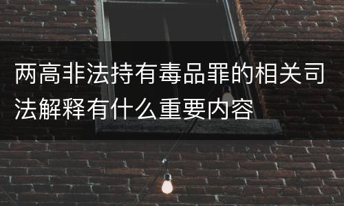 两高非法持有毒品罪的相关司法解释有什么重要内容
