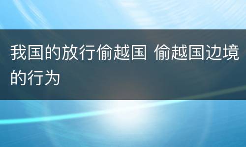 我国的放行偷越国 偷越国边境的行为