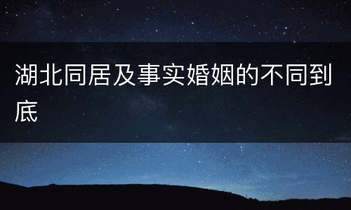 湖北同居及事实婚姻的不同到底