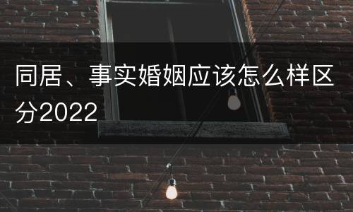 同居、事实婚姻应该怎么样区分2022