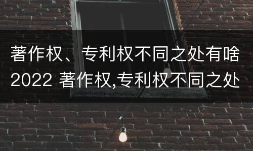 著作权、专利权不同之处有啥2022 著作权,专利权不同之处有啥2022年的