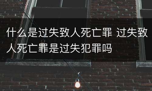 什么是过失致人死亡罪 过失致人死亡罪是过失犯罪吗
