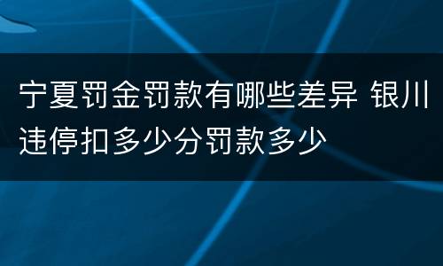 宁夏罚金罚款有哪些差异 银川违停扣多少分罚款多少