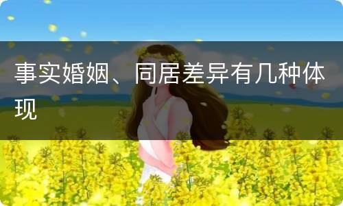 事实婚姻、同居差异有几种体现