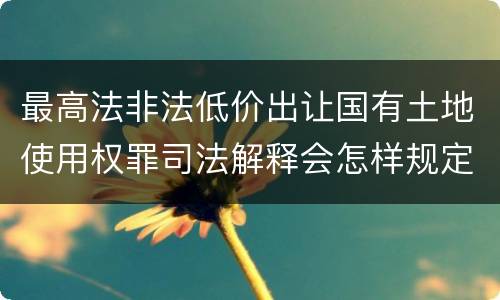 最高法非法低价出让国有土地使用权罪司法解释会怎样规定