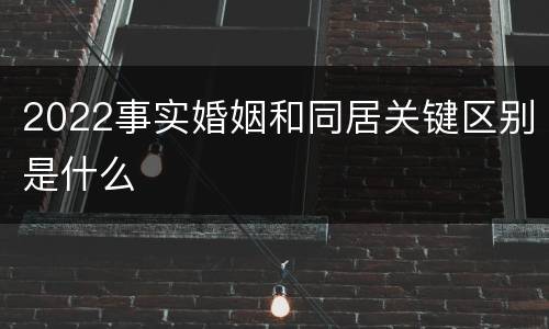 2022事实婚姻和同居关键区别是什么