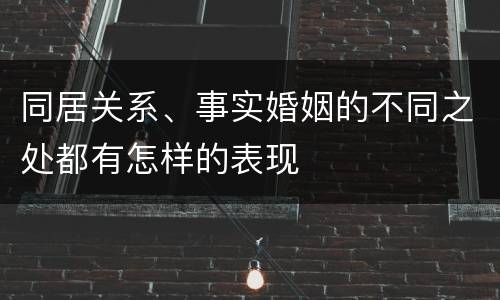 同居关系、事实婚姻的不同之处都有怎样的表现