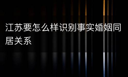 江苏要怎么样识别事实婚姻同居关系