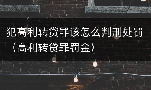 犯高利转贷罪该怎么判刑处罚（高利转贷罪罚金）