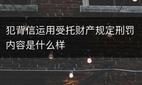 犯背信运用受托财产规定刑罚内容是什么样