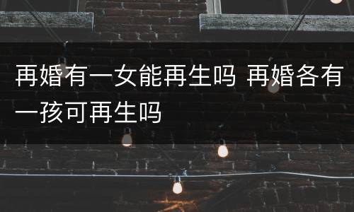 再婚有一女能再生吗 再婚各有一孩可再生吗