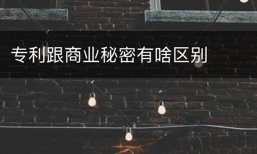 专利跟商业秘密有啥区别