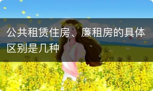 公共租赁住房、廉租房的具体区别是几种
