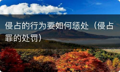 侵占的行为要如何惩处（侵占罪的处罚）
