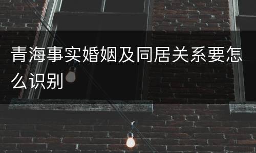 青海事实婚姻及同居关系要怎么识别