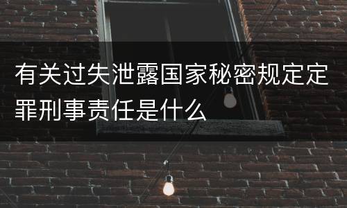 有关过失泄露国家秘密规定定罪刑事责任是什么