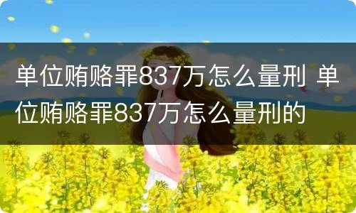 单位贿赂罪837万怎么量刑 单位贿赂罪837万怎么量刑的