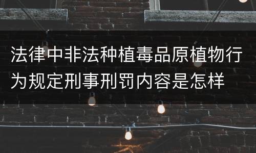 法律中非法种植毒品原植物行为规定刑事刑罚内容是怎样