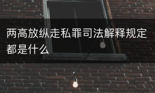 两高放纵走私罪司法解释规定都是什么