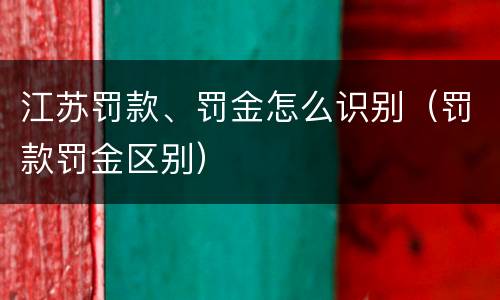 江苏罚款、罚金怎么识别（罚款罚金区别）