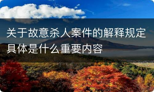 关于故意杀人案件的解释规定具体是什么重要内容