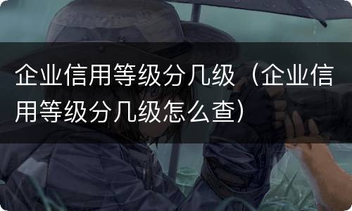 企业信用等级分几级（企业信用等级分几级怎么查）
